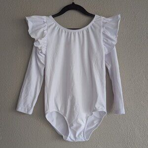 🤍 Mila & Rose White Long Sleeve Flutter Leotard | Girls 7/8